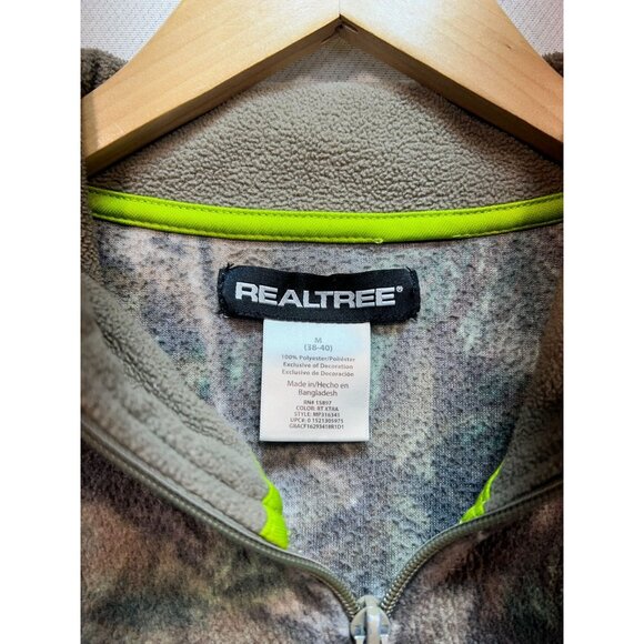 Realtree Men Full Zip Fleece Jacket Medium Brown Camo Hunting Outdoors Mock Neck - Picture 2 of 12